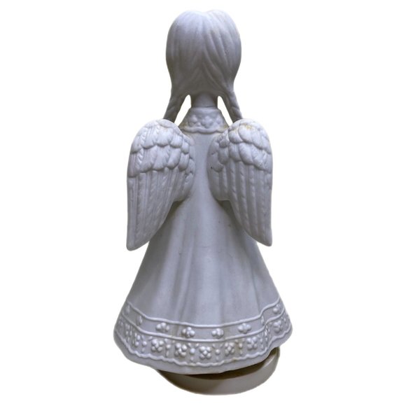 Music Box Angel Vintage Ceramic White Christmas - Picture 3 of 10